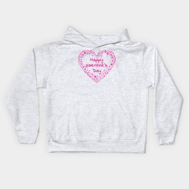 Happy Valentines Day Pink Paw Print Heart Kids Hoodie by Designs_by_KC